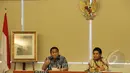 Mendag, Rachmat Gobel (kiri) berdiskusi dengan Asosiasi Pengusaha Indonesia (Apindo) di Gedung Kemendag, Jakarta (13/4/2015). Kerjasama Kemendag dengan Apindo untuk meningkatkan target ekspor dan penguatan pasar dalam negeri. (Liputan6.com/Helmi Afandi)