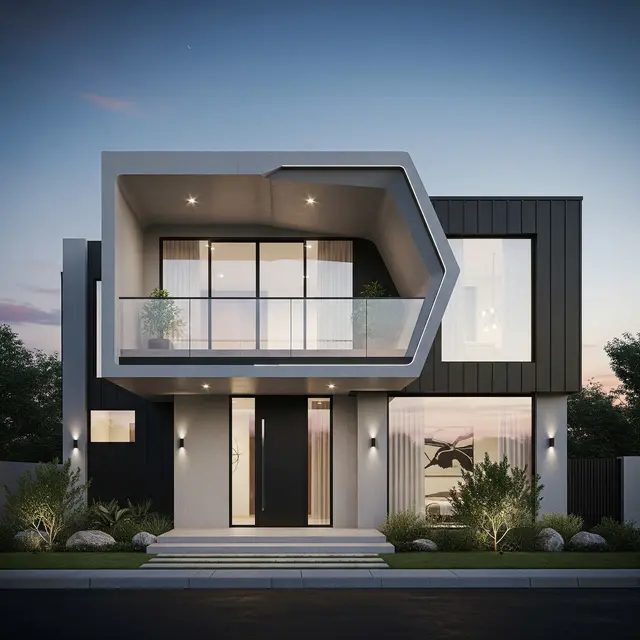 Model Rumah 2 Lantai dengan Balkon Depan