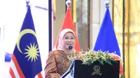 Menteri Ketenagakerjaan, Ida Fauziyah saat mewakili Pemerintah Indonesia menyampaikan sambutan pada acara 66th National Day of Malaysia, di Jakarta, Kamis (31/8/2023). (Foto: Istimewa)