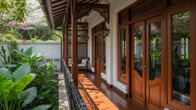 Teras Klasik Tropis dengan Ventilasi Terbuka