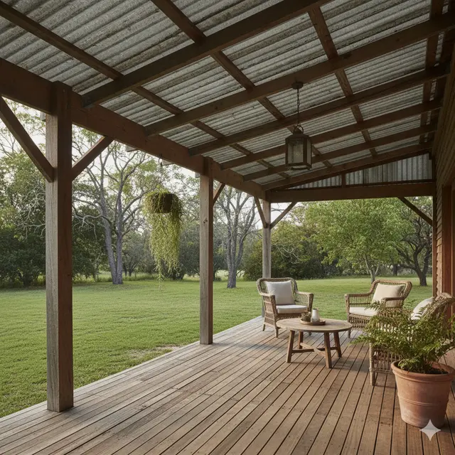 Model Teras dari Kayu Atap Asbes yang Estetik