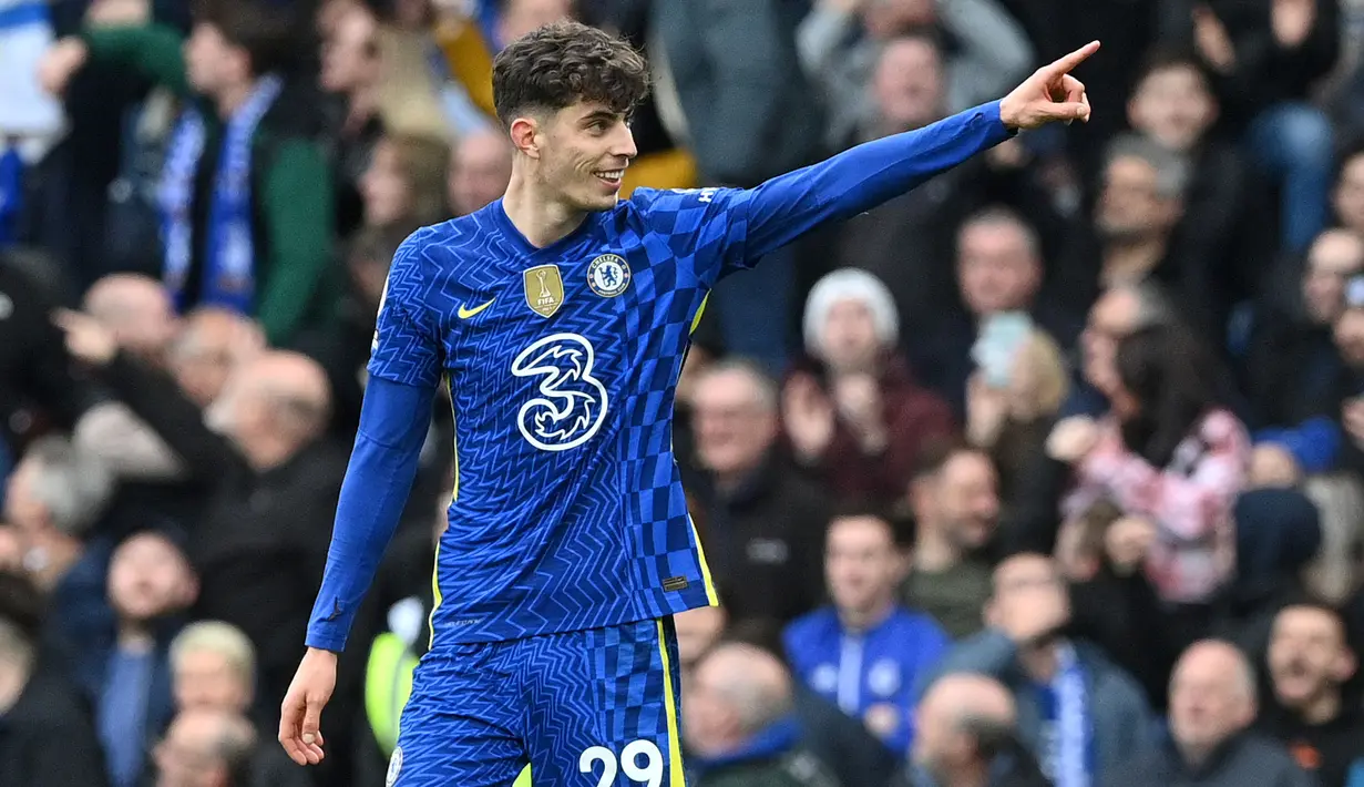 Kai Havertz menjadi pahlawan kala itu usai gol semata wayangnya membuat Chelsea terhindar dari kekalahan. (AFP/Justin Tallis)