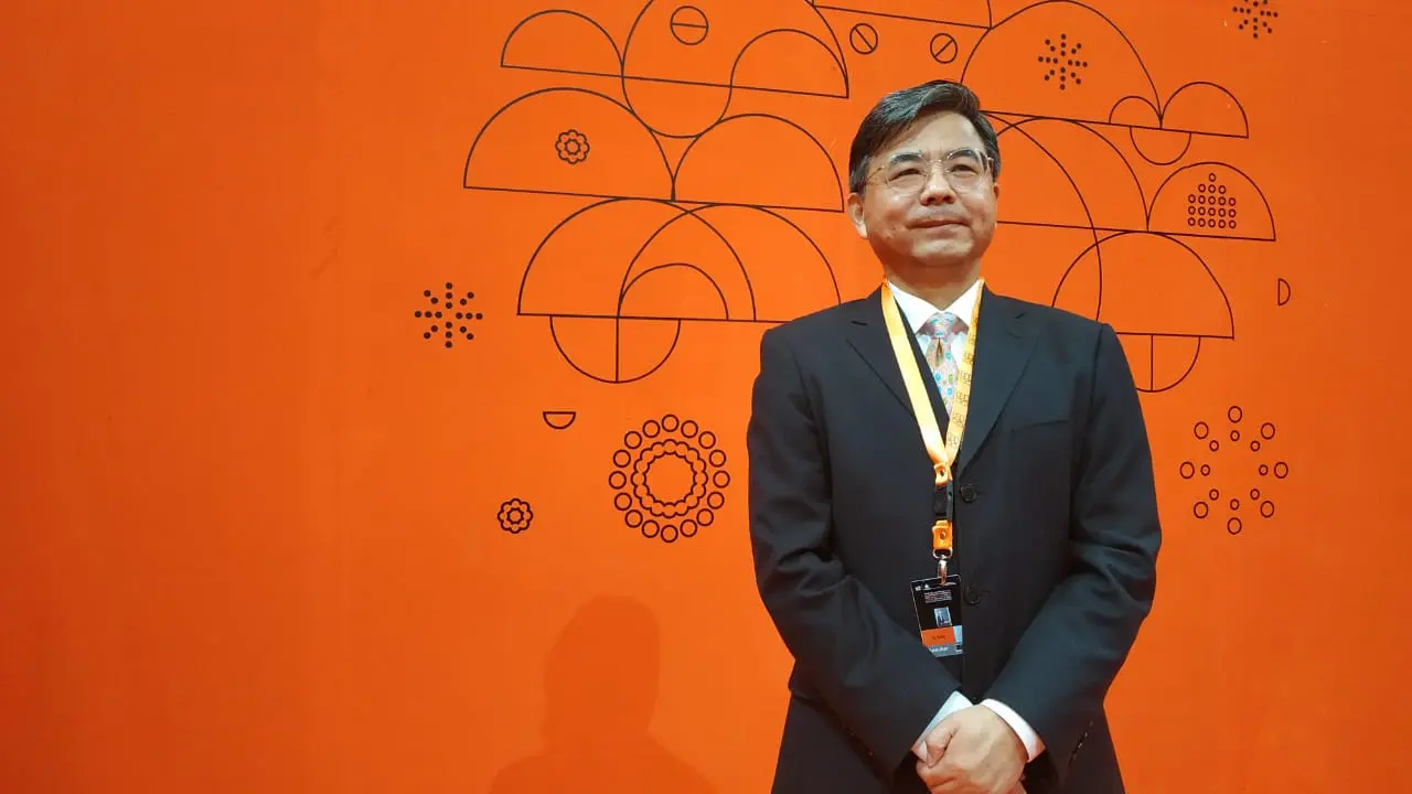 Presiden China Film Group Corporation, Le Ke Xi, dalam ajang World Conference on Creative Economy (WCCE) di Nusa Dua, Bali, Kamis, 8 November 2018 (Liputan6.com/Happy Ferdian Syah Utomo)