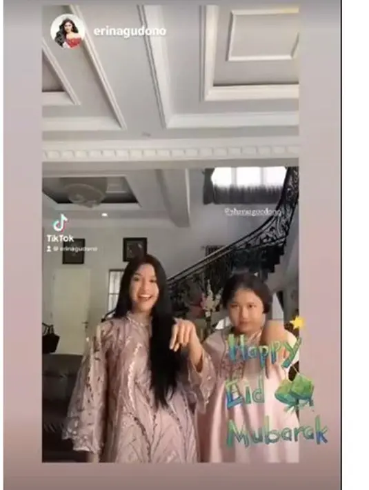 Menantu dari Presiden Joko Widodo tersebut sangat akrab dengan adiknya. Momen kebersamaan seperti Lebaran selalu seru dan asyik dijalani keduanya. Membuat video TikTok bersama menjadi salah satu bukti keakraban mereka. (Liputan6.com/IG/erinagudono)