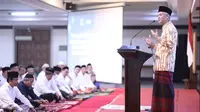 Gubernur Jawa Tengah Ganjar Pranowo dalam sambutan usai mengikuti Tarawih Keliling yang diadakan Badan Amalan Islam (BAI) Jawa Tengah di Gedung Gradhika Bhakti Praja, Kota Semarang, Kamis (23/3/2023) malam. (Ist)