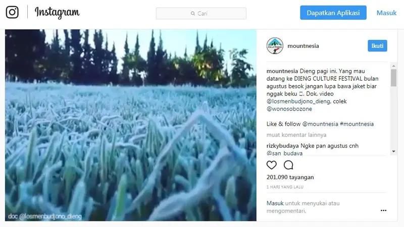 Video Hamparan Salju Muncul di Dieng Beredar, Hoax Atau Fakta?