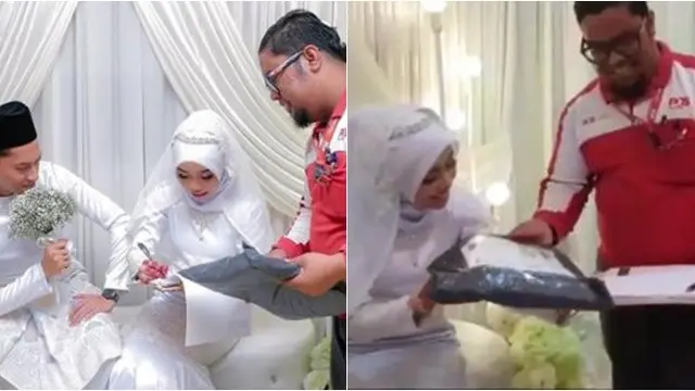 6 Potret Kurir Antar Paket di Momen Pernikahan, Bikin Pengantin Tersipu Malu