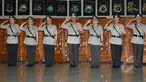 Sejumlah perwira tinggi dan perwira menengah Polri saat menghadiri upacara pelantikan dan sertijab Kadiv Humas Mabes Polri dan tiga Kapolda di Mabes Polri, Selasa (17/3/2015). (Liputan6.com/Johan Tallo)