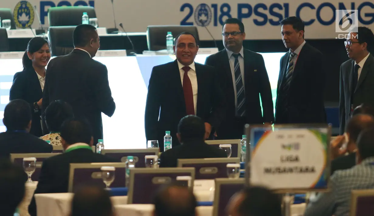 Ketum PSSI Edy Rahmayadi saat menghadiri pembukaan kongres PSSI 2018 di ICE, BSD, Tangerang Selatan, Sabtu (13/1). Salah satu cita-cita yang diharapkan Edy dapat terwujud adalah tampil di Piala Dunia. (Liputan6.com/Angga Yuniar)