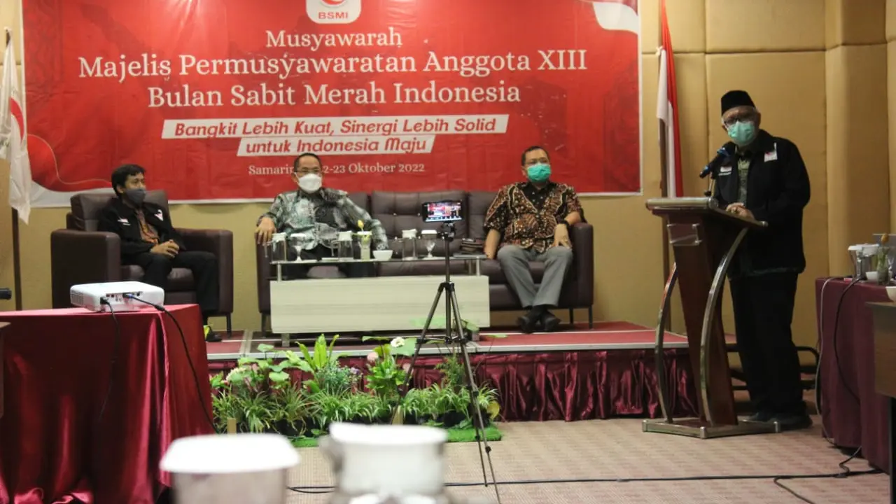Ketua Majelis Permusyawaratan Anggota (MPA) BSMI Dr.dr. Basuki Supartono, Sp.OT saat menyampaikan sambutan di Musyawarah Majelis Permusyawaratan Anggota (MPA) XIII di Samarinda, Kalimantan Timur, 22-23 Oktober 2022.