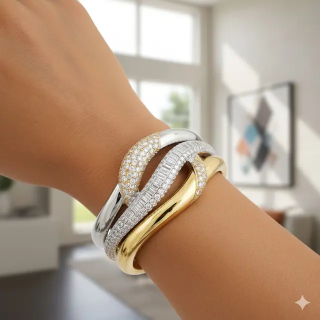 Gelang Emas Kombinasi Berlian