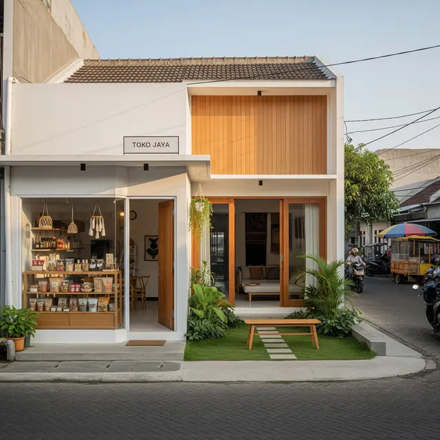 Rumah Minimalis dengan Ruko di Depan dan Hunian di Belakang