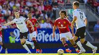 Laga uji coba antara Rosenborg versus Mancester United di Stadion Trondheim, Selasa (16/7/2024) dini hari WIB. (OLE MARTIN WOLD / NTB / AFP)