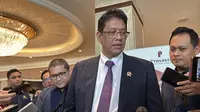 Menteri Keuangan (Menkeu) Purbaya Yudhi Sadewa usai menghadiri acara Prasasti Luncheon Talk, Rabu (8/10/2025). (Liputan6.com/Tira)