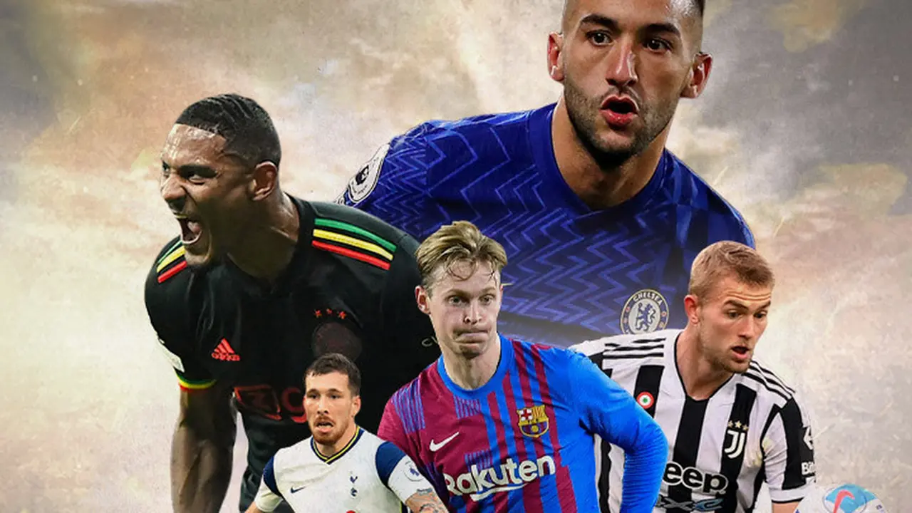 Ilustrasi - Hakim Ziyech, Pierre-Emile Hojbjerg, Sebastian Haller, Matthijs de Ligt, dan Frenkie de Jong