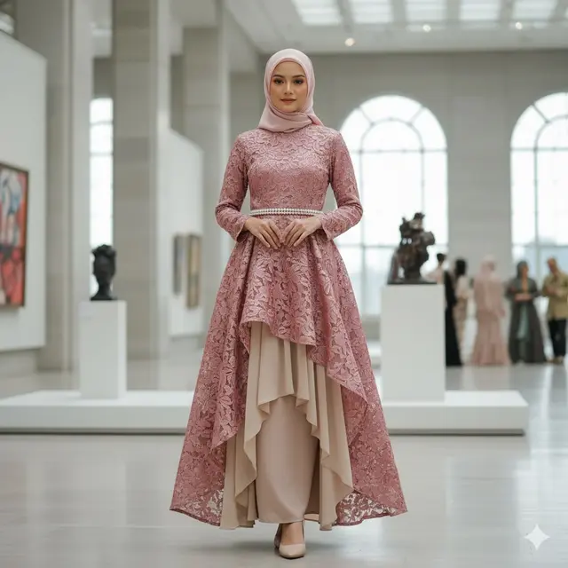 Gamis Brokat Asimetris