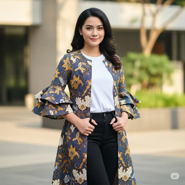 Outer Batik Lengan Ruffle