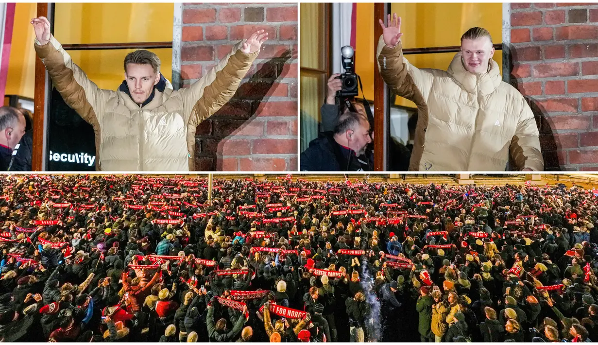 Puluhan ribu orang berkumpul di depan balai kota Oslo saat menyambut para pemain dan staf pelatih Norwegia. Mereka merayakan keberhasilan Norwegia lolos ke Piala Dunia 2026 sekaligus mengakhiri penantian selama 28 tahun.