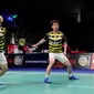 Ganda putra Indonesia Marcus Fernaldi Gideon / Kevin Sanjaya Sukamuljo akan menghadapi seniornya, Hendra Setiawan / Mohammad Ahsan, di semifinal Denmark Open, Sabtu (20/10/2018). (Humas PBSI)