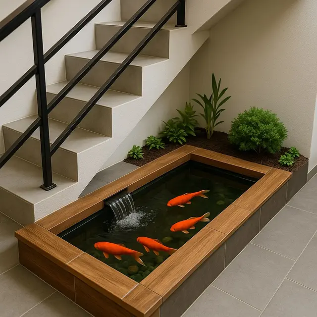 Model Kolam Ikan dan Taman Minimalis di Lahan Sempit