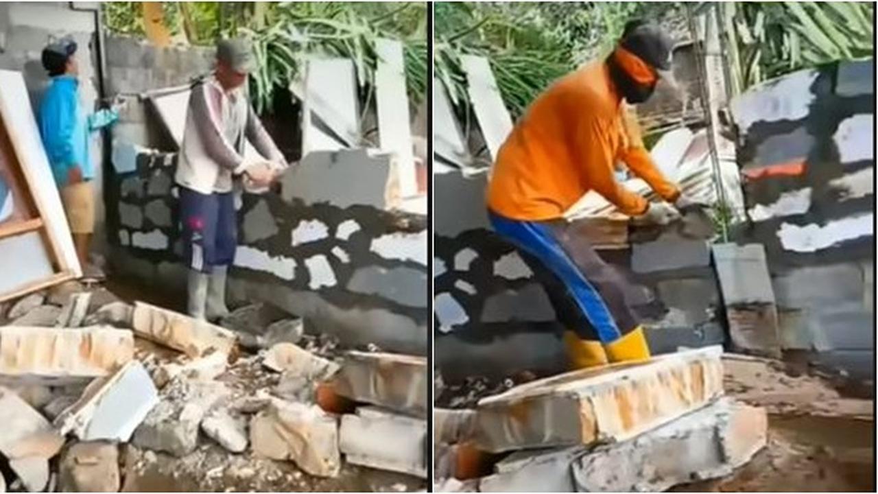 Tukang Bangunan Ini Pakai Tembok Bekas untuk Bangun Rumah, Aksinya Tuai Sorotan