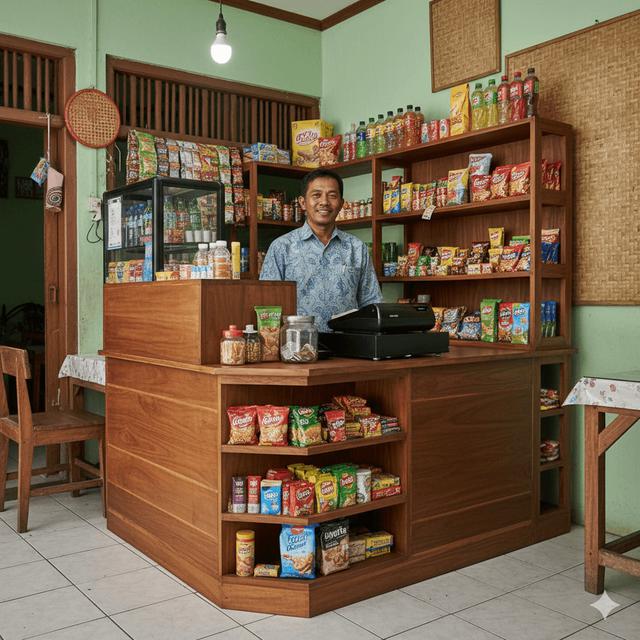 Ide Desain Kasir Warung Kecil Modern. Gemini