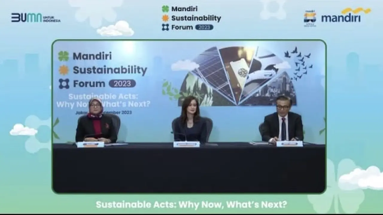 Konfrensi pers Mandiri Sustainability Forum 2023 (tangkapan layar/Elga N)