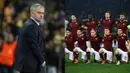  Roma mulai kehilangan irama,dan mereka bisa keluar dari perburuan gelar dan tampaknya para fans tidak  lagi puas, karena mereka lapar untuk sukses,Jose Mourinho mungkin menjadi solusi jika dana mencukupi. (AFP Photo/Filipo Monteforte/Thomas Coex)