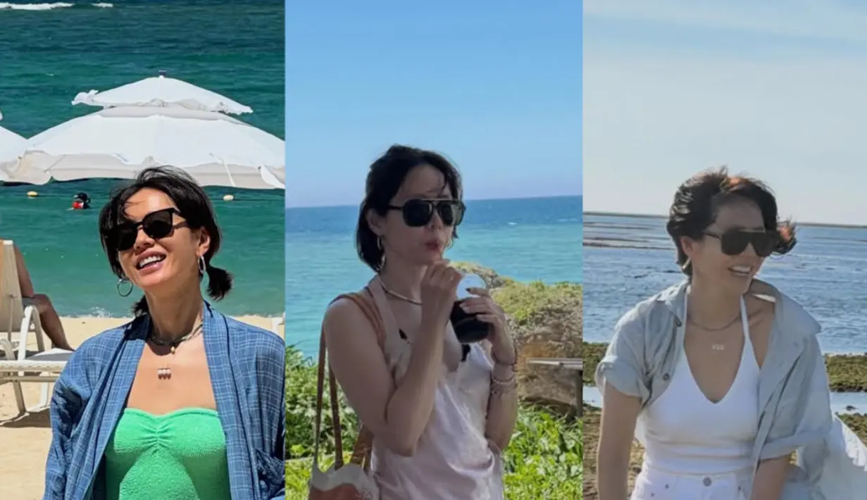 Aktris Son Ye Jin kini menikmati liburan bersama keluarga di Jepang. Gaya busananya jadi sorotan tersendiri [@yejinhand]