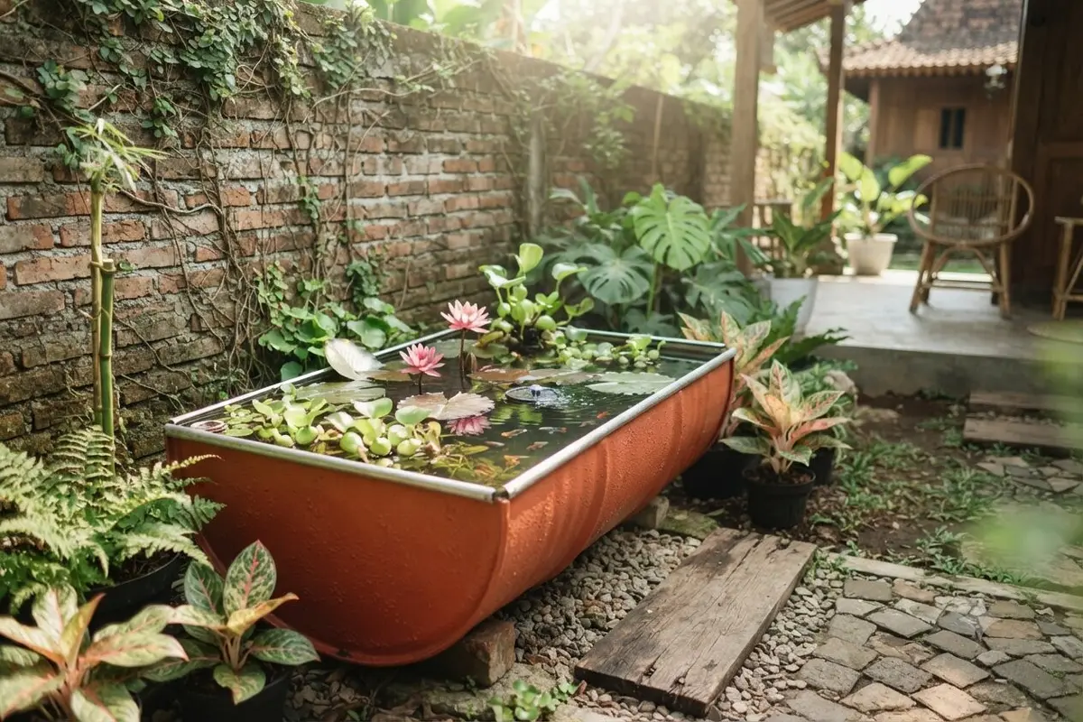 Ide Kolam Mini di Sudut Taman Minimalis
