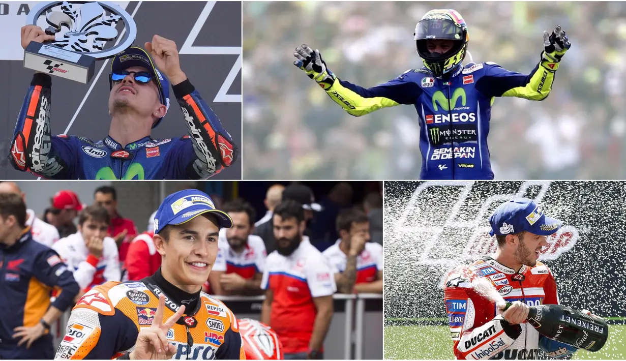 Berikut ini foto-foto dari delapan besar pemimpin klasemen MotoGP dimana Valentino Rossi berhasil naik ke posisi tiga. (AFP)