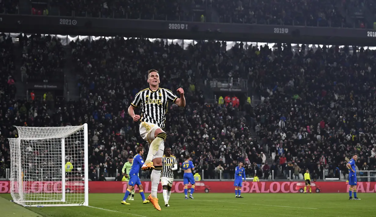Juventus mampu menambah keunggulan menjadi empat gol tanpa balas pada menit ke-61 melalui Kenan Yildiz. (Fabio Ferrari/LaPresse via AP)