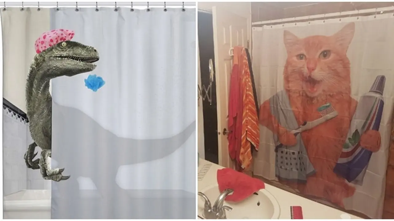 6 Tirai Kamar Mandi Ini Punya Gambar Nyeleneh, Kocak Abis