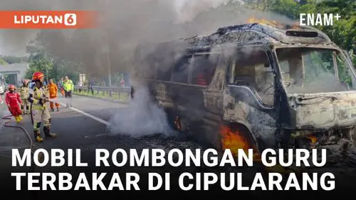 VIDEO: Mobil Rombongan Guru di Tol Cipularang Hangus Terbakar, Penumpang Selamat