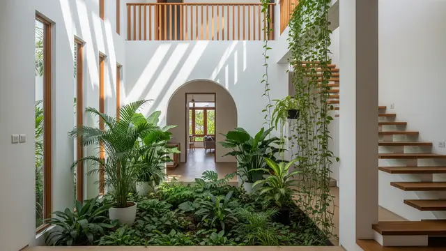 Rumah Kecil Tropis dengan Void dan Tanaman Indoor