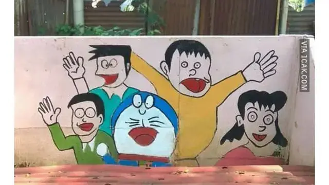 6 Potret Lukisan Kartun di Dinding Ini Detailnya Nyeleneh, Bikin Ngakak