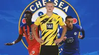 Chelsea - Tammy Abraham, Erling Haaland, Hakim Ziyech (Bola.com/Adreanus Titus)