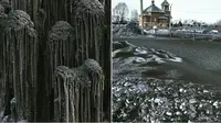 Penampakan salju hitam di Siberia