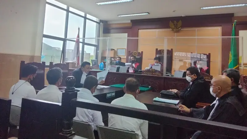 Suasana sidang perdana kasus kebakaran Lapas Klas 1A Tangerang, Selasa (25/1/2022)