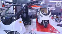 Kendaraan niaga roda tiga PowerAce tipe Pro, BX Cabin, dan Powerace EV, dihadirkan DRMA di Hall A Jakarta Fair Kemayoran, Jakarta, Kamis (23/6/2022). (Liputan6.com/HO/Eko)
