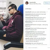Stuart Collin sedang naik kereta api  menuju Semarang (Instagram/@stuartcollin)