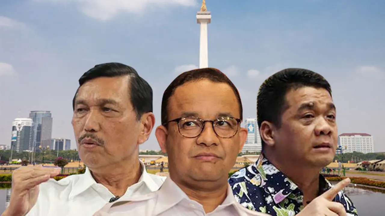 Banner Luhut Binsar Pandjaitan, Anies Baswedan, Ahmad Riza Patria