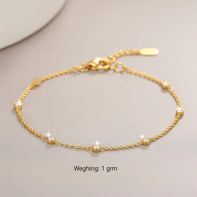 Model Gelang Emas 1 Gram Kombinasi Rantai dan Batu Zircon (Image by Gemini AI)