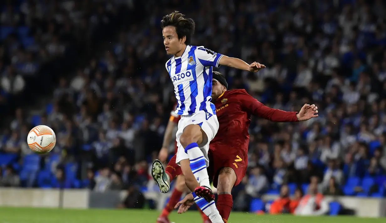 Laga dimulai dengan tempo tinggi. Sociedad menerapkan gaya bermain agresif, Roma harus merespons. Di babak kedua, Roma masih bertahan dengan rapi. Sociedad terus menyerang hingga menit ke-60. (AP Photo/Alvaro Barrientos)