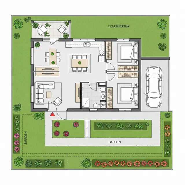 Inspirasi Denah Rumah Ukuran 7x10 Kamar 2 Sederhana. Foto: Gemini