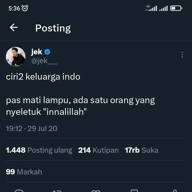 6 Cuitan ‘Ciri-ciri Keluarga Indo’ ketika Mati Listrik Ini Benar Adanya