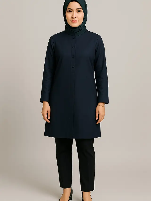 Baju Tunik Kantor Berjilbab Modern 2025 (Foto: ChatGPT)