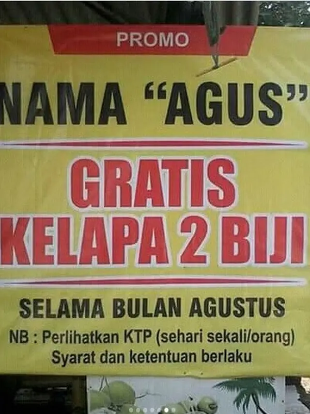6 Spanduk Jualan 'Agus Gratis Makan' Ini Kocak, Agustus Penuh Berkah