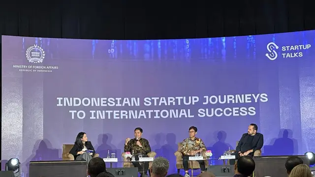 Acara "Start Up Talks: Igniting Indonesia-Europe Collaborative Opportunities" yang digelar oleh Kemlu RI di Hotel Shangri-La, Jakarta, Selasa (27/2/2024).