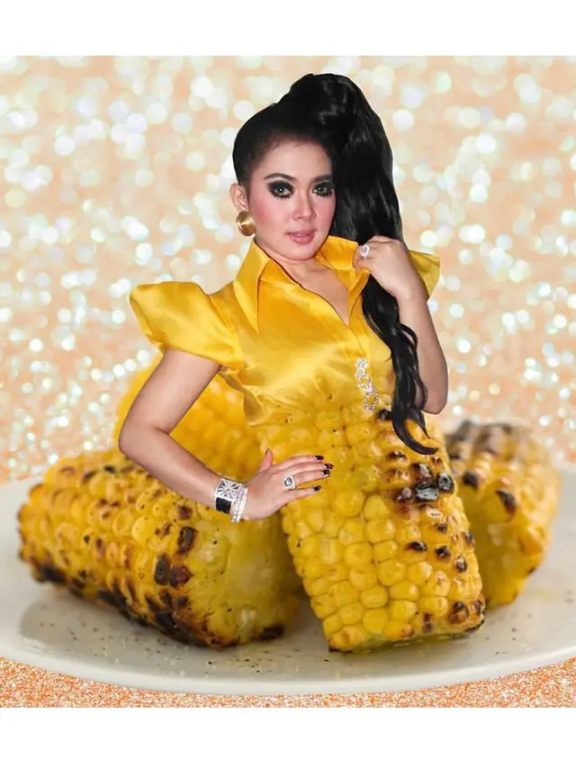 6 Editan Fashion Syahrini dengan Makanan Ini Bikin Tepuk Jidat